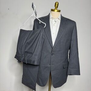 Tom James Men's Charcoal Pinstripe Wool‎ Blend Suit 42R 34W